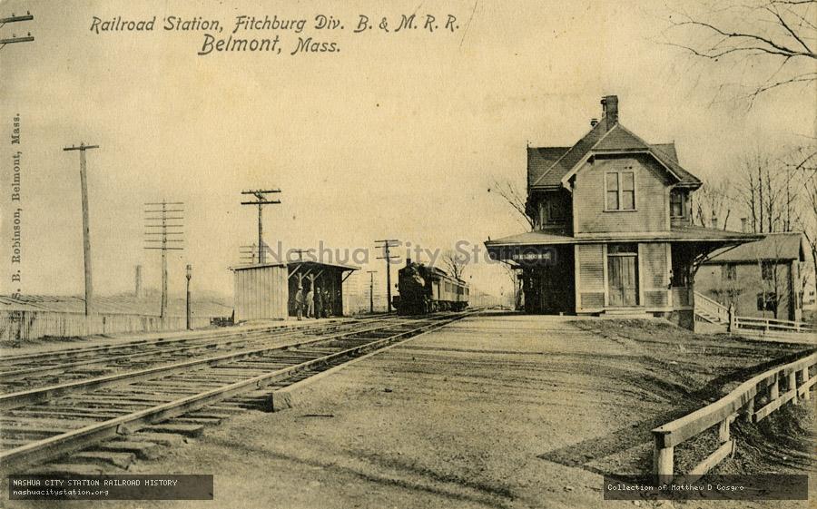 Postcard: Railroad Station, Fitchburg Division, Boston & Maine Railroad, Belmont, Massachusetts